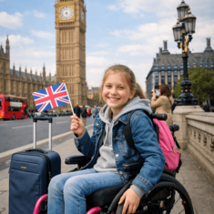 Behindertes Mädchen in London